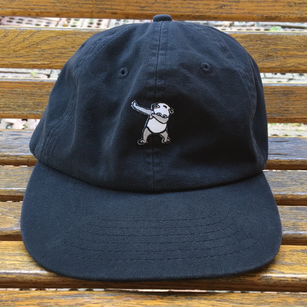 Dab hat full black 6 panel style cap with adjustable back strap and buckle
